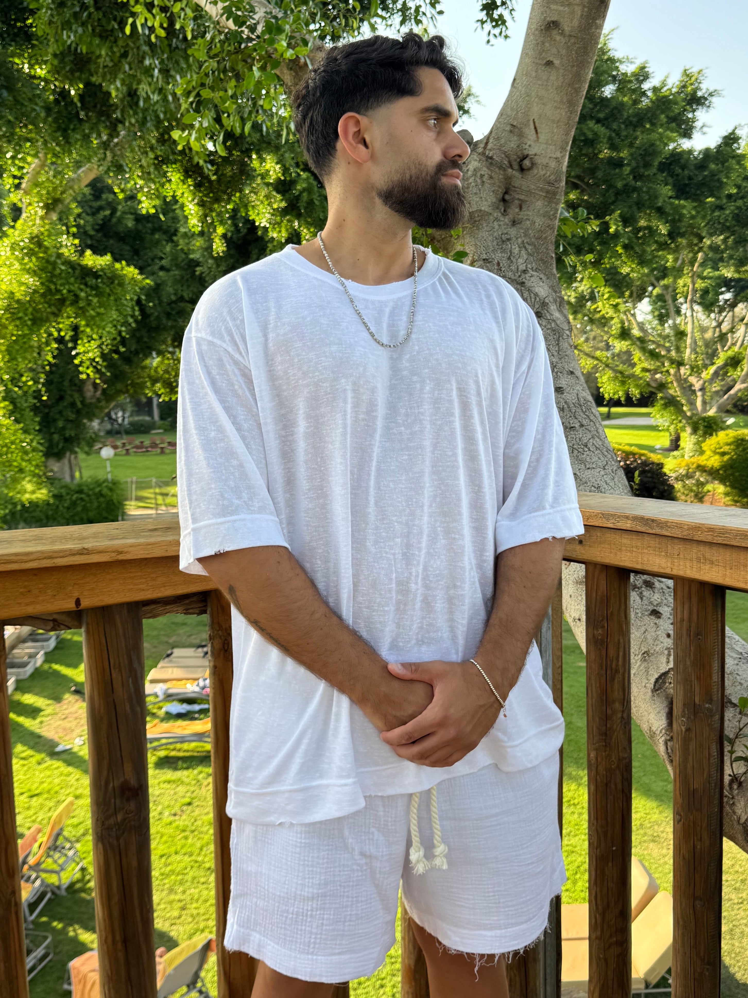 AROESTO AROESTO Riviera Linen Tee- White