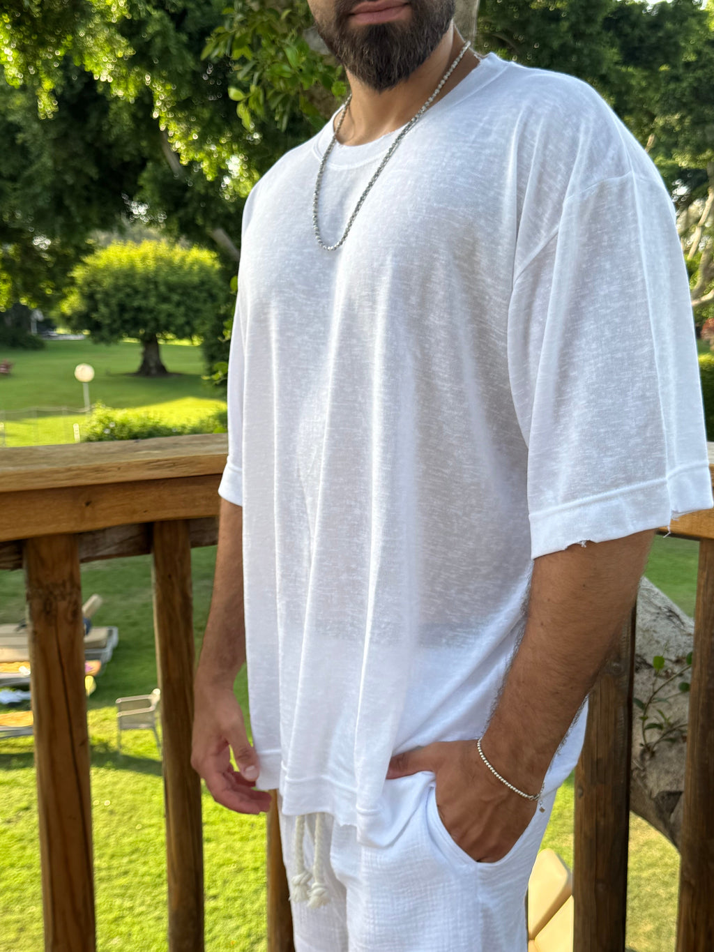 AROESTO AROESTO Riviera Linen Tee- White