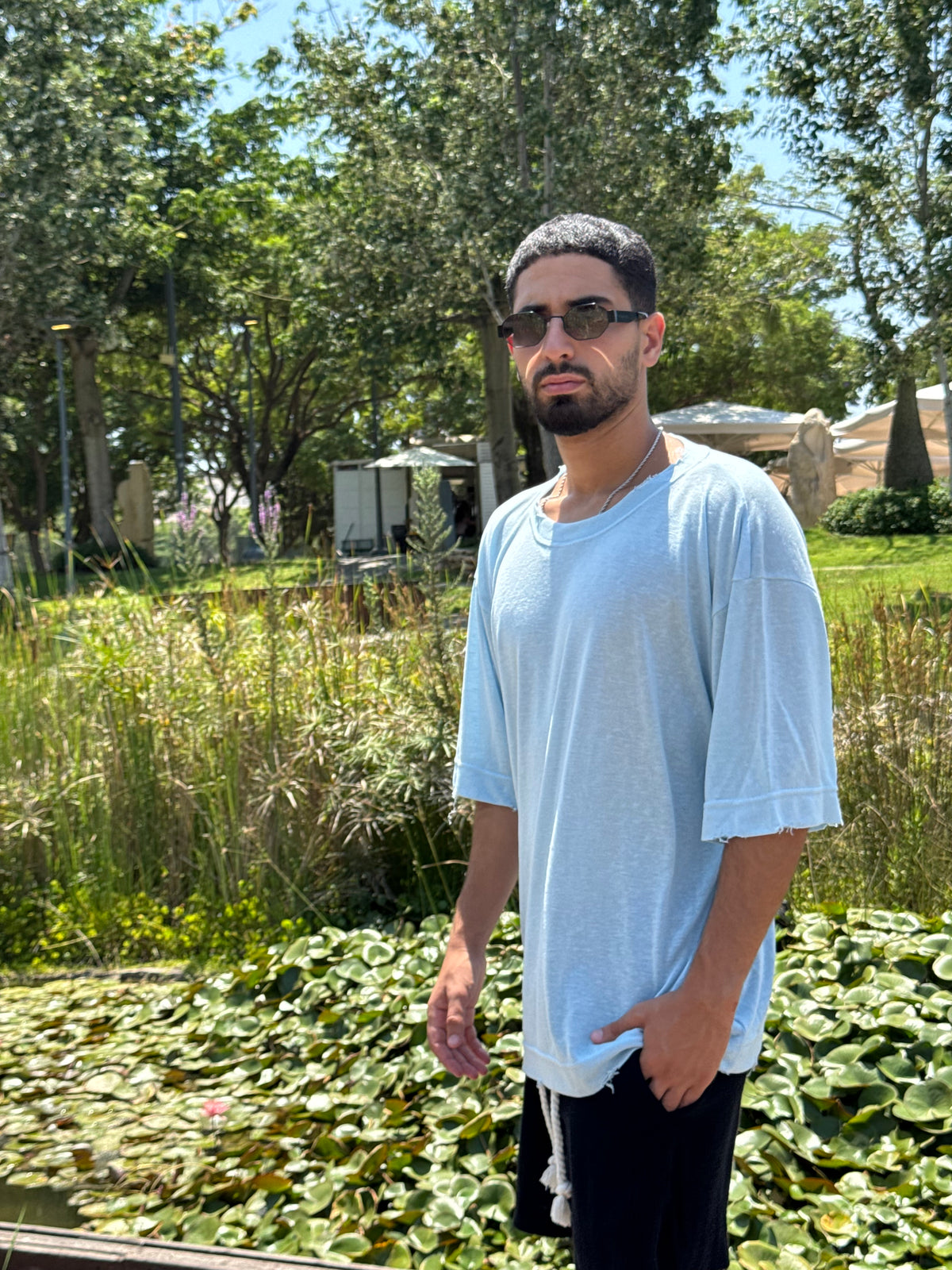 Riviera Linen Tee – Light Blue