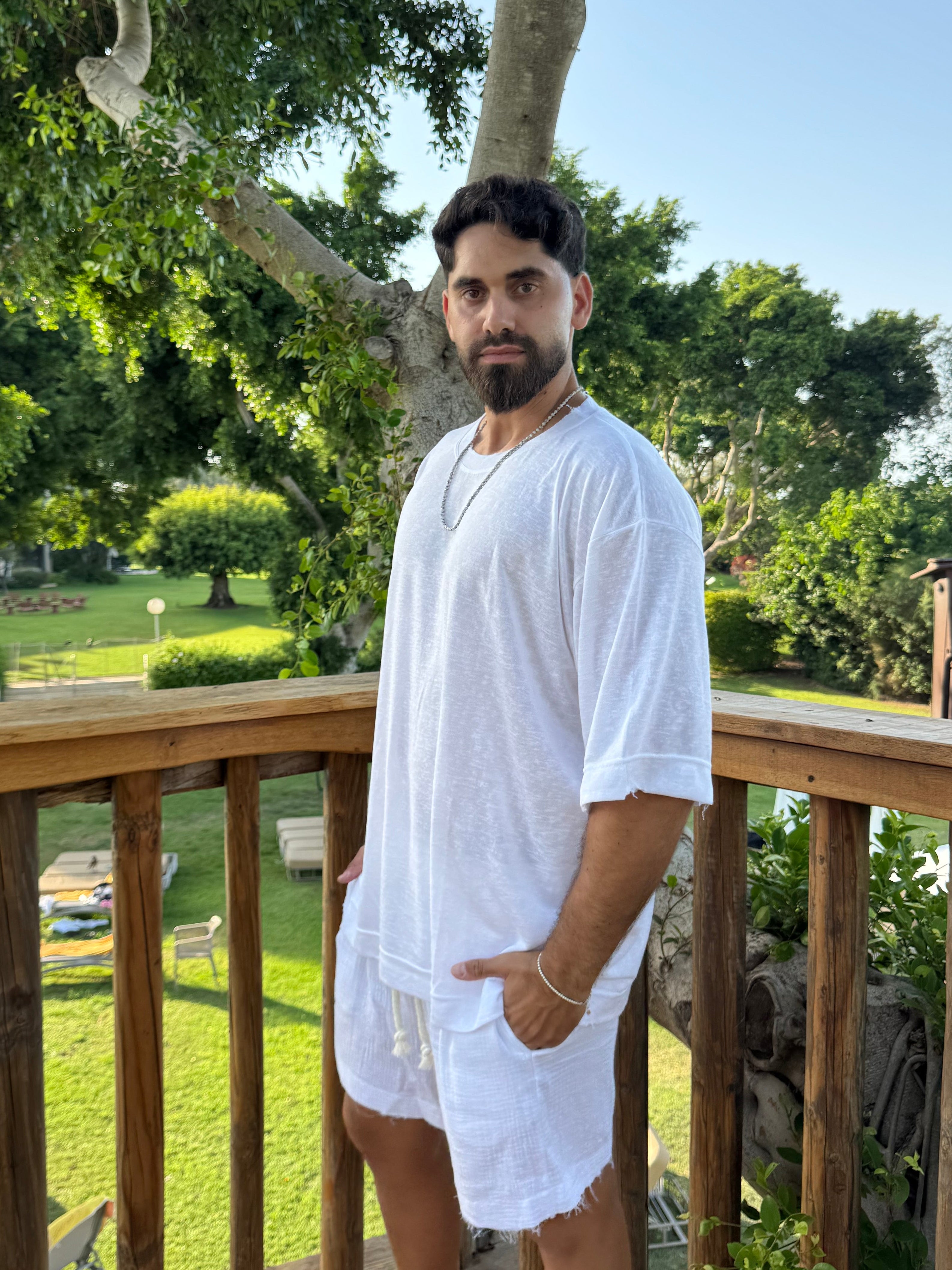 AROESTO AROESTO Riviera Linen Tee- White