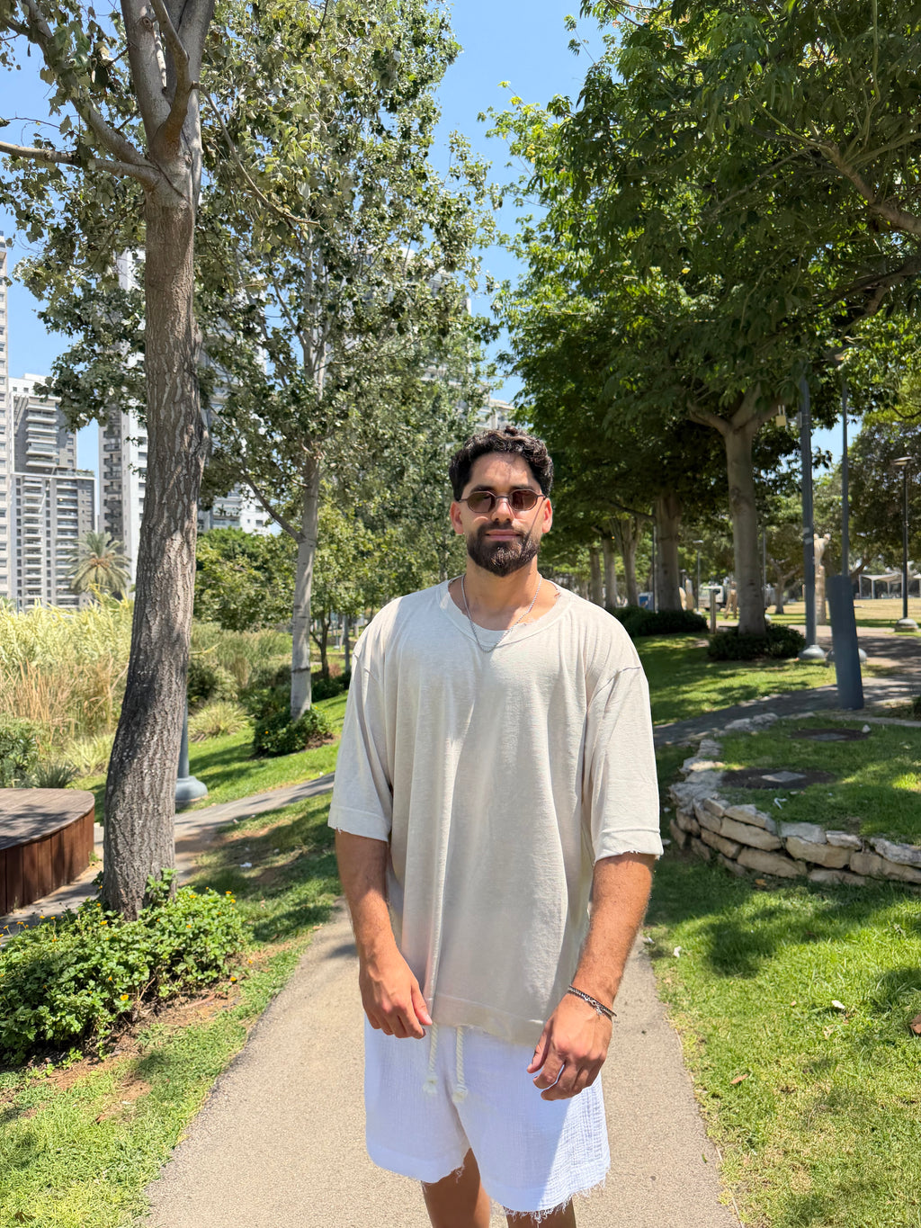 Riviera Linen Tee – Beige